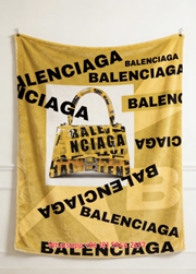 Balenciaga Yellow Logo Handbag Flannel Sofa Throw Blanket BA021